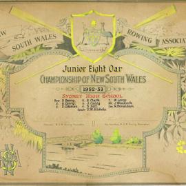 Junior Eight Oar Championship of New South Wales 1952-1953