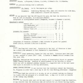 Sydney High School Old Boys Union Minutes, 1962
