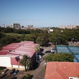 Aerial view of school grounds, 2021