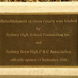 Plaque for tennis court refurbishment