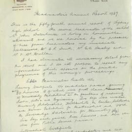 Headmaster's Report 1937