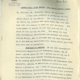 Headmaster's Report 1939