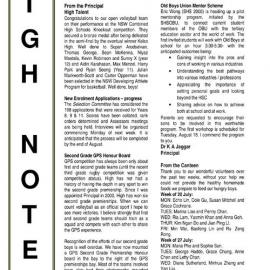 High Notes, Vol 16 No 1, 7 August 2015