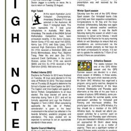 High Notes, Vol 12 No 26, 26 August 2011