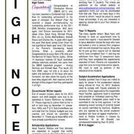 High Notes, Vol 12 No 35, 11 November 2011