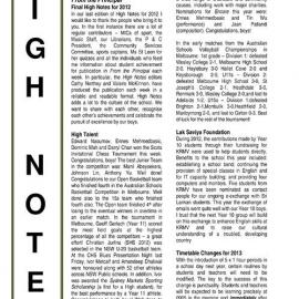 High Notes, Vol 13 No 40, 14 December 2012