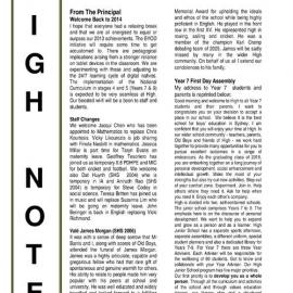 High Notes, Vol 15 No 1, 31 January 2014