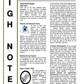 High Notes, Vol 7 No 38, 1 December 2006
