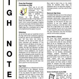 High Notes, Vol 7 No 40, 15 December 2006