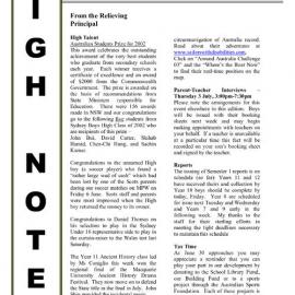 High Notes, Vol 4 No 18, 20 June 2003
