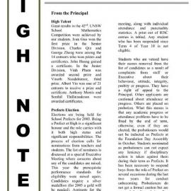 High Notes, Vol 4 No 25, 22 August 2003