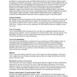 High Notes (From the Principal), Vol 4 No 34, 14 November 2003