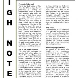 High Notes, Vol 4 No 38, 12 December 2003