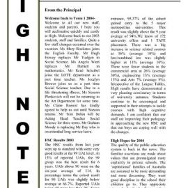 High Notes, Vol 5 No 1, 30 January 2004