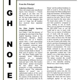 High Notes, Vol 5 No 23, 30 July 2004