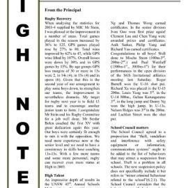 High Notes, Vol 5 No 27, 27 August 2004