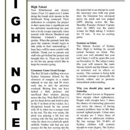 High Notes, Vol 5 No 35, 5 November 2004