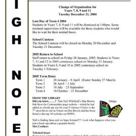 High Notes, Vol 5 No 41, 17 December 2004
