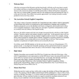 High Notes (From the Principal), Vol 1 No 28, 6 October 2000