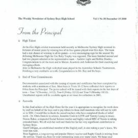 High Notes, Vol 1 No 38, 15 December 2000