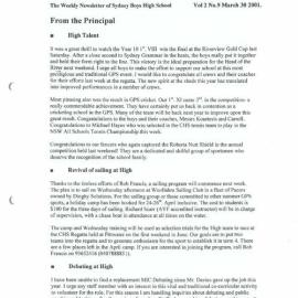 High Notes, Vol 2 No 9, 30 March 2001