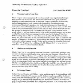 High Notes, Vol 2 No 11, 4 May 2001