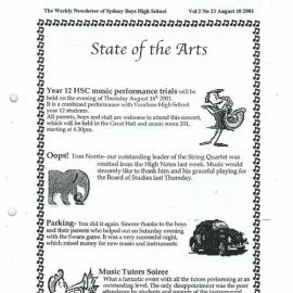 High Notes, Vol 2 No 23, 10 August 2001