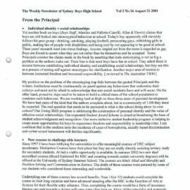 High Notes, Vol 2 No 26, 31 August 2001