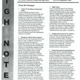 High Notes, Vol 2 No 29, 21 September 2001