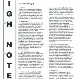 High Notes, Vol 2 No 31, 19 October 2001