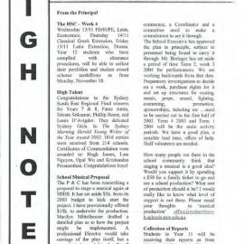 High Notes, Vol 2 No 35, 16 November 2001