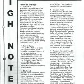 High Notes, Vol 2 No 36, 23 November 2001