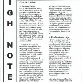 High Notes (From the Principal), Vol 3 No 3, 15 February 2002