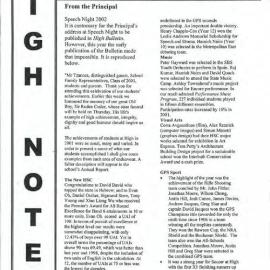 High Notes, Vol 3 No 7, 16 March 2002