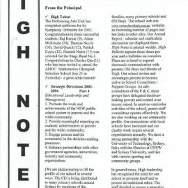 High Notes, Vol 3 No 10, 5 April 2002
