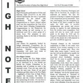 High Notes, Vol 3 No 7, 29 November 2002
