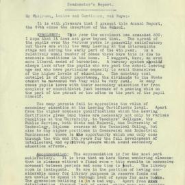 Headmaster's Report 1952