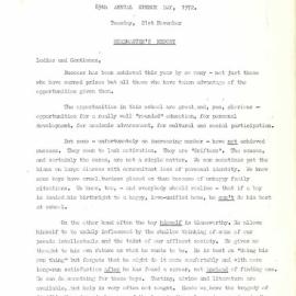 Headmaster's Report 1972