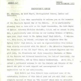 Headmaster's Report 1973