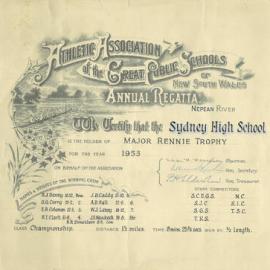 Major Rennie Trophy (1st VIII) 1953