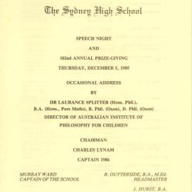 Speech Night 1985