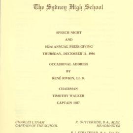 Speech Night 1986