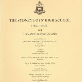 Speech Night 1994 (for 1993)