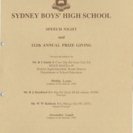 Speech Night 1996 (for 1995)