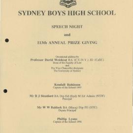 Speech Night 1997 (for 1996)
