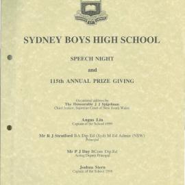 Speech Night 1999 (for 1998)