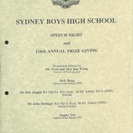 Speech Night 2000 (for 1999)