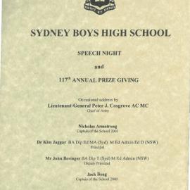 Speech Night 2001 (for 2000)