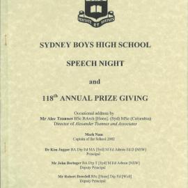 Speech Night 2002 (for 2001)