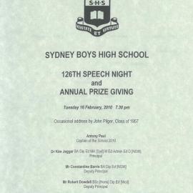 Speech Night 2010 (for 2009)